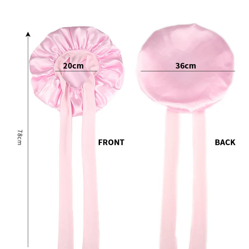 Europe and the United States selling style color cloth streamer round hat bow imitation silk women's nightcap beauty hair care h