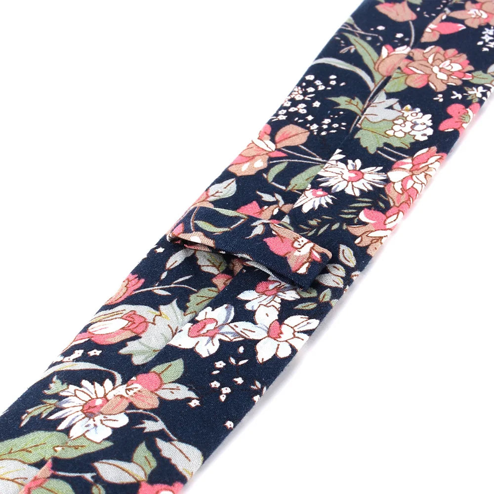 Cravates fines à imprimé floral pour hommes et femmes, en coton, pour garçons et filles, pour costumes, pour fête de mariage, cadeaux pour hommes