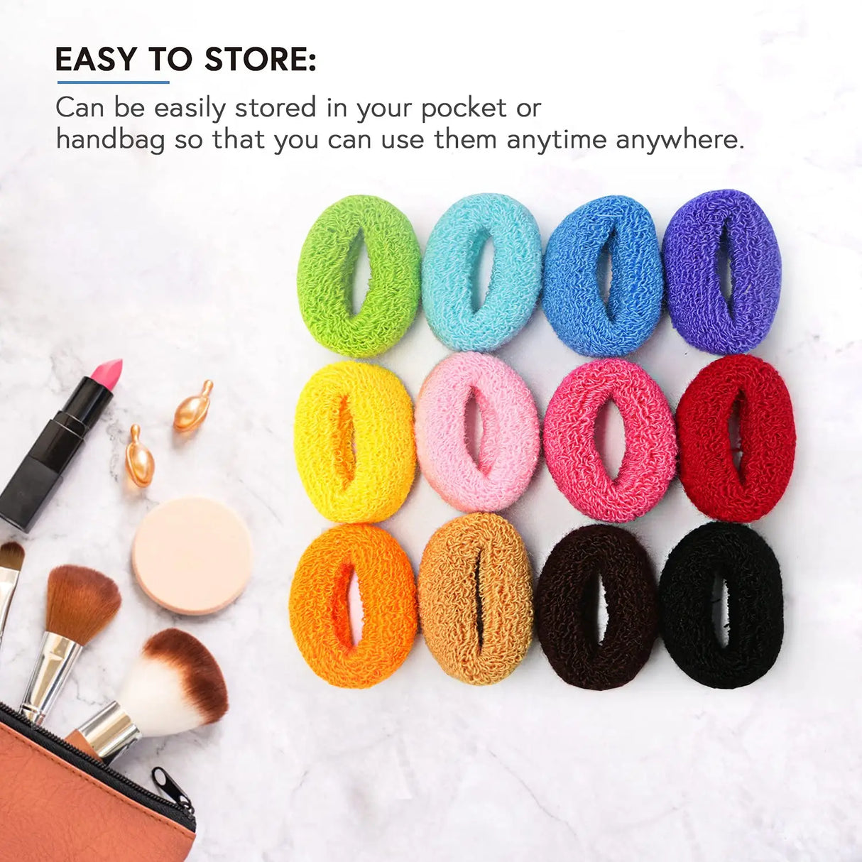 12pcs Large Stretch Thick Hair Ties Seamless Terry Cloth Hair Elastics Ponytail Holder Knit Hair Rope Hair Accessories for Women