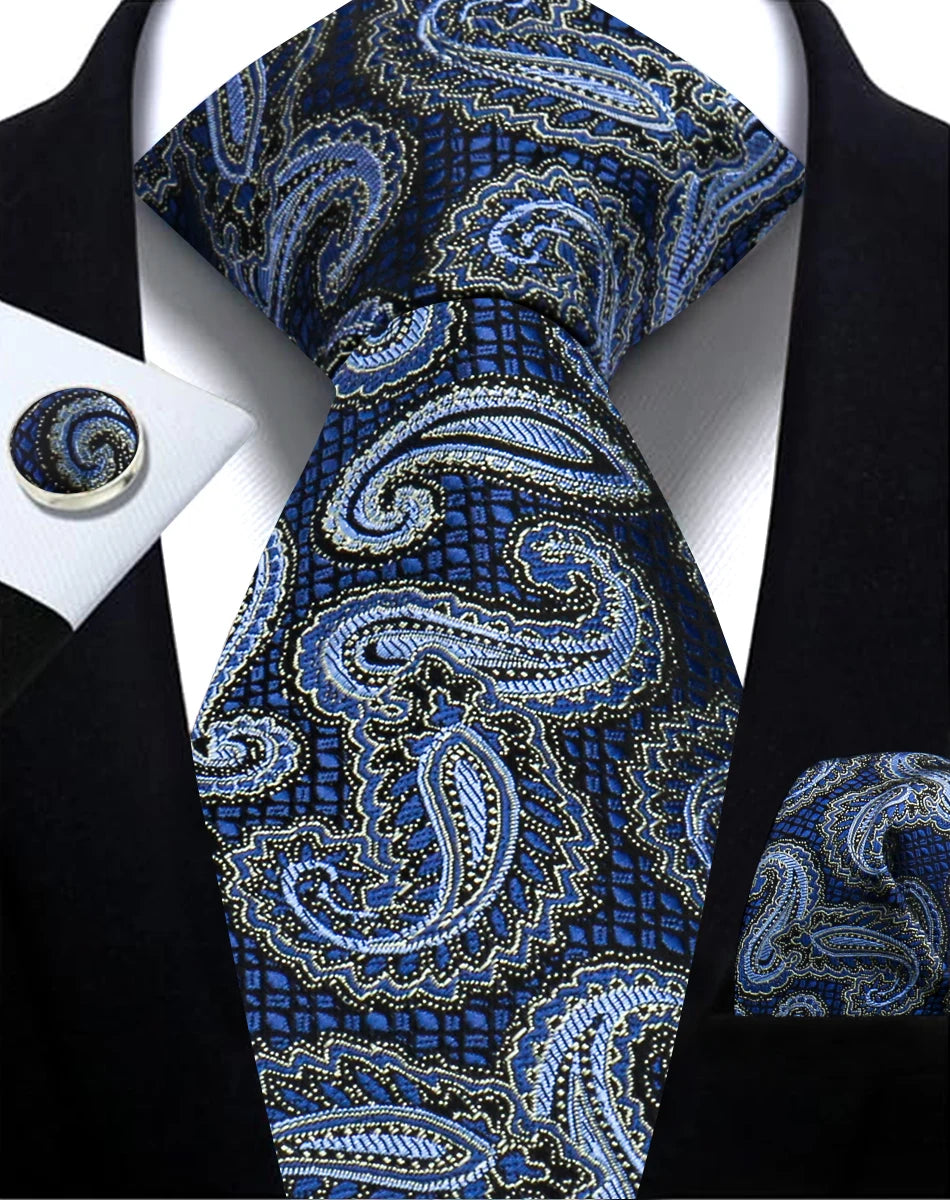 Cravate homme Paisley Jacquard tissé 8 cm formelle affaires mariage cravate poche carré ensemble costume cravate haute qualité fait main Gravata