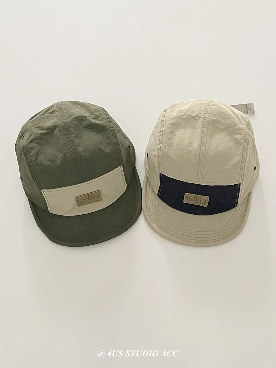 Five-Piece Hat Retro Short Brim Breathable Quick-Dry Baseball Cap Women's Overalls Wind Soft Top Hip Hop Baseball Cap Men