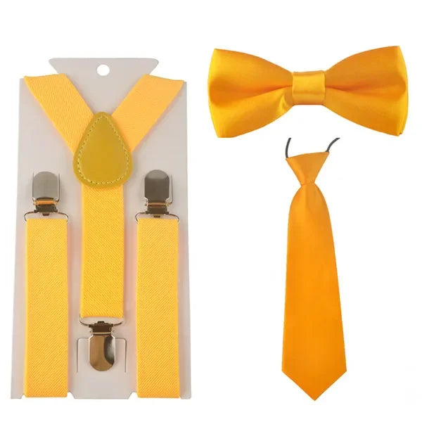 Fashion 3PCS School Boys girls Children Kids brace elastic Suspenders for shirt suspensorio Tie Bowties butterfly Set TR0001