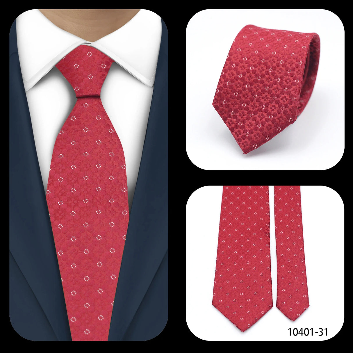 Cravate de luxe LYL 7 cm en jacquard à pois rouges pour affaires, accessoires occidentaux, cadeau pour invités de mariage, articles de cravate Bolus