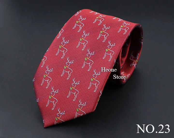 Classic Red Blue Christmas Tie For Men Father Festival Gift Santa Claus Snowman Tree Snowflake Elk Necktie Skinny 7cm Accessory