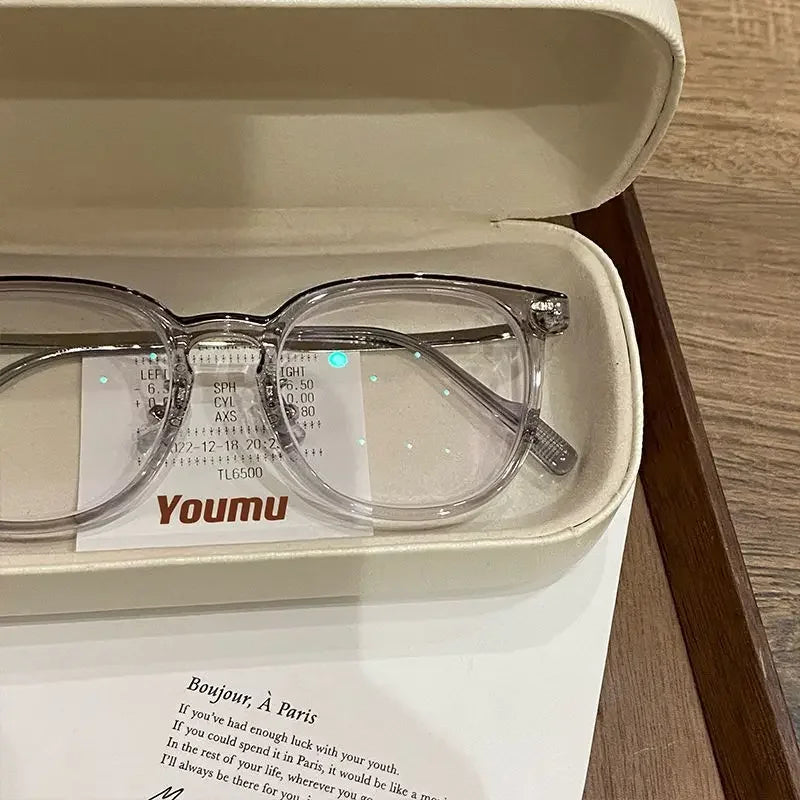 0 ~ -6.0 Myopia Glasses Blue Light Resistant Flat Glasses Oval Resin Lenses Men Computer Optical Eyeglasses Unisex