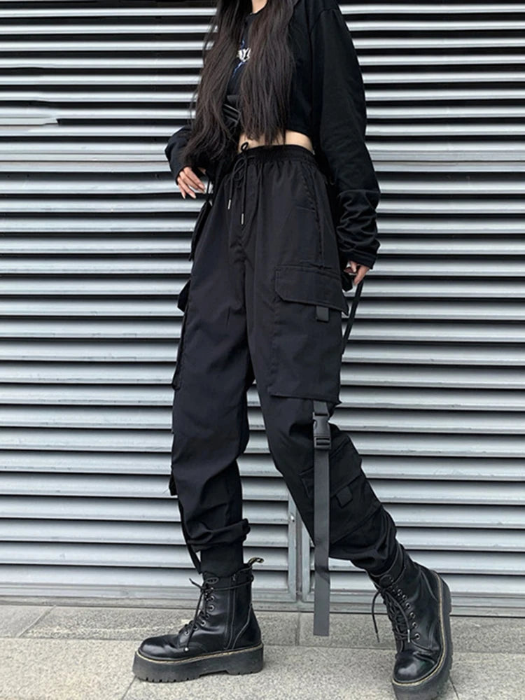Pantalon cargo de jogging hip-hop tendance pour femmes et hommes, sarouel multi-poches avec rubans, survêtement streetwear décontracté pour hommes, tailles S à 4XL