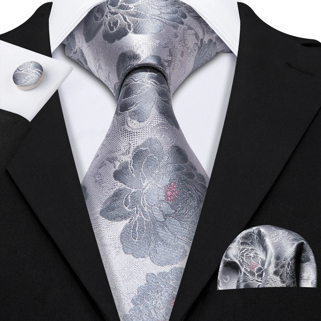 Ensemble élégant de cravates et boutons de manchette en soie à fleurs multiples pour homme, cravate jacquard à fleurs pour mariage, entreprise, fête, événement, Barry.Wang