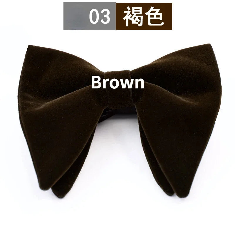 Men's Business Bow Tie Velvet Royal Blue Burgundy Double Deck Big Bowtie Fashion New Mens Wedding Horns Bowties Gifts for Men
