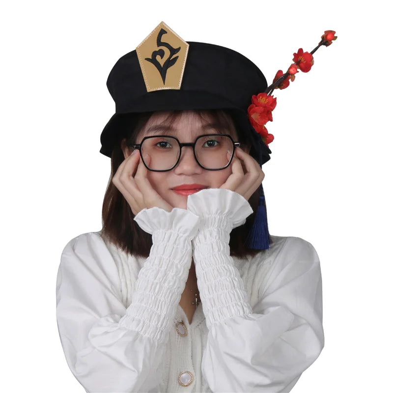 Chapeau Hu Tao Genshin Impact Cosplay Femme Béret à Large Bord Anime Jeu Costume Accessoires Halloween Couvre-chef Accessoires Cadeau de Noël