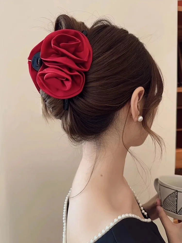 13cm Rose Shark Clip Large hair claw Elegant High-Grade Hair Accessories Pinzas Para El Cabello Заколка Для Волос