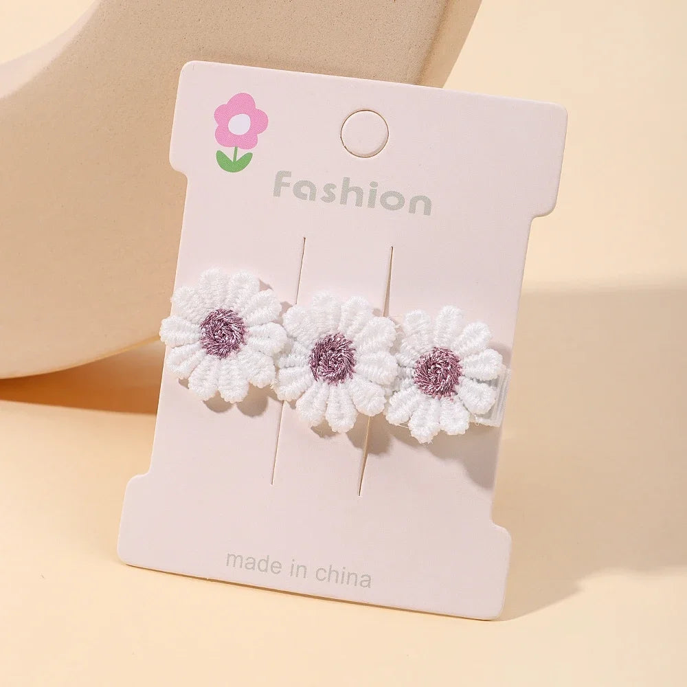 1pcs Ins Daisy Flower Hair Clips Baby Girl Hairpins for Kids Lace White Barette Princess Hooks Infant Accessories Korean