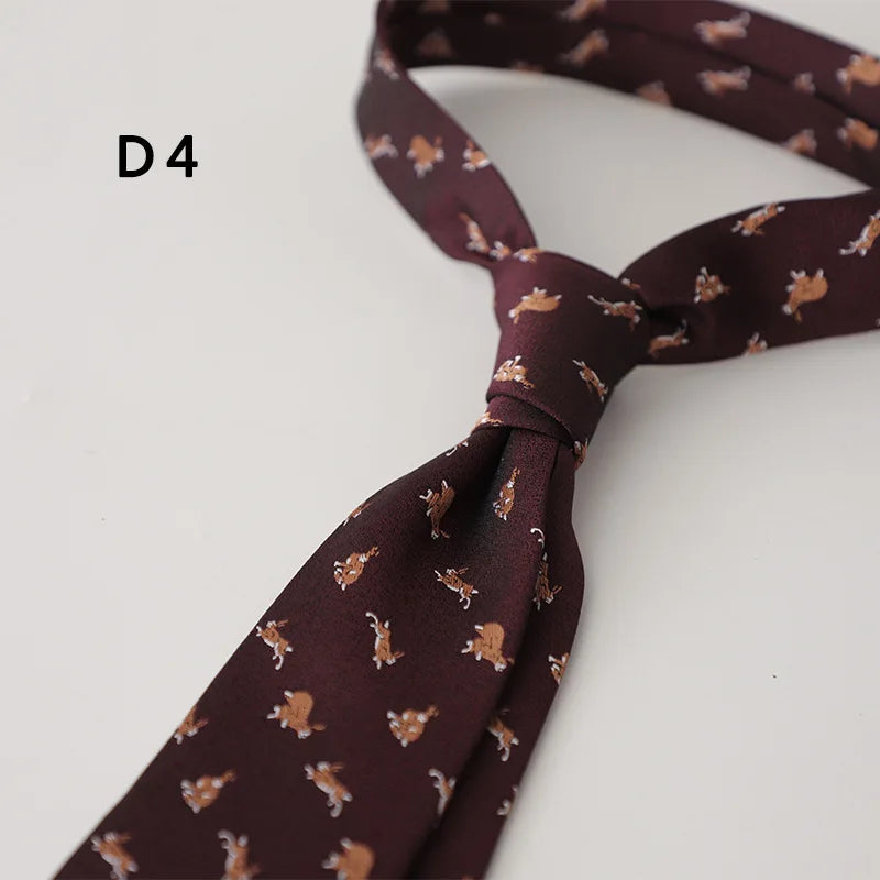 Cravate en polyester jacquard 8 cm, style décontracté, rouge et marron, pour homme, accessoire de costume, de fête, de mariage ou de banquet
