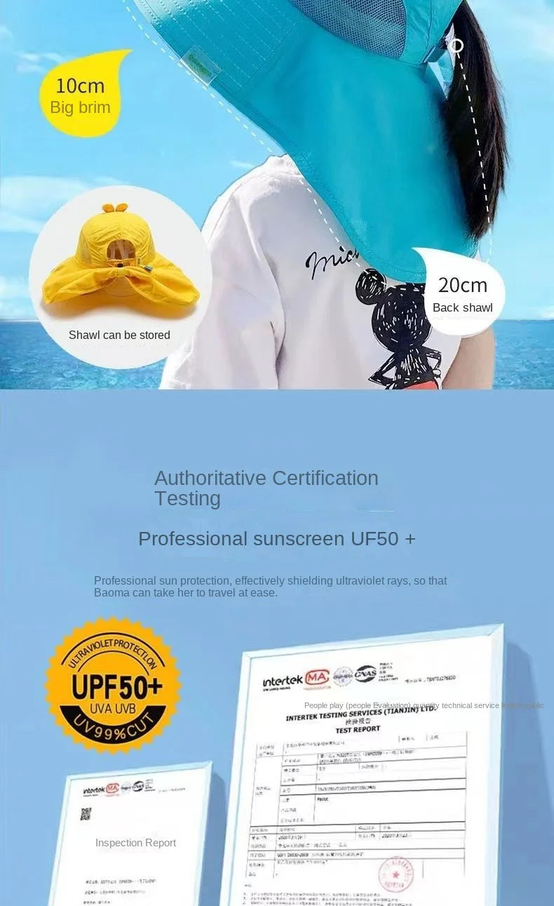 Kid Hat Summer Cap Sun Kindergarten Children UV Protection Baby Boys Girls Sun Caps Going Out Beach Large Brim Fisherman M9