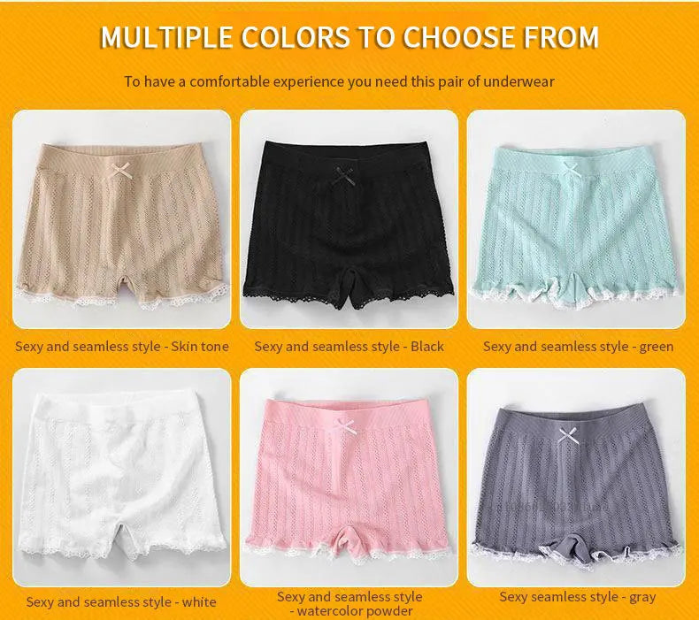 Short sexy en dentelle sans couture, taille unique, pantalon court sexy pour femme, pantalon de sécurité pour robe, culotte, jupe, short, short respirant pour femme