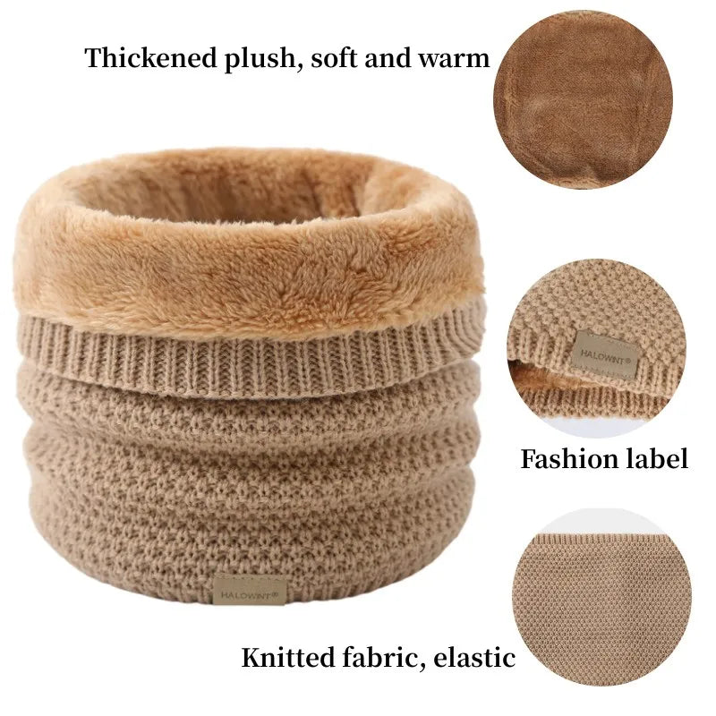 Bufanda de punto cálida de invierno, bufandas tipo snood, de lana gruesa y lisa, calentador de cuello unisex para hombre y mujer