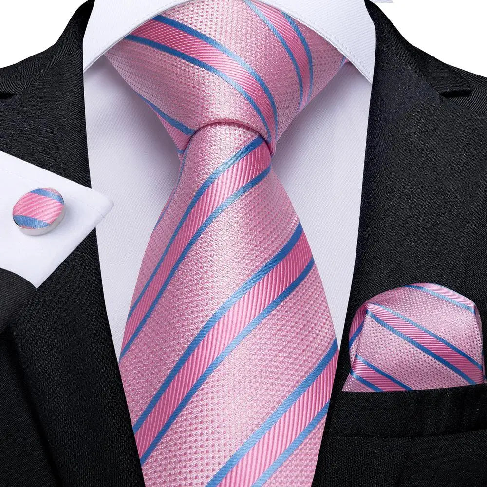 Hi-Tie Cravate de mariage en soie pour homme, motif cachemire, couleur unie, rose, corail, design tendance, qualité, mouchoir, bouton de manchette, fête d'affaires