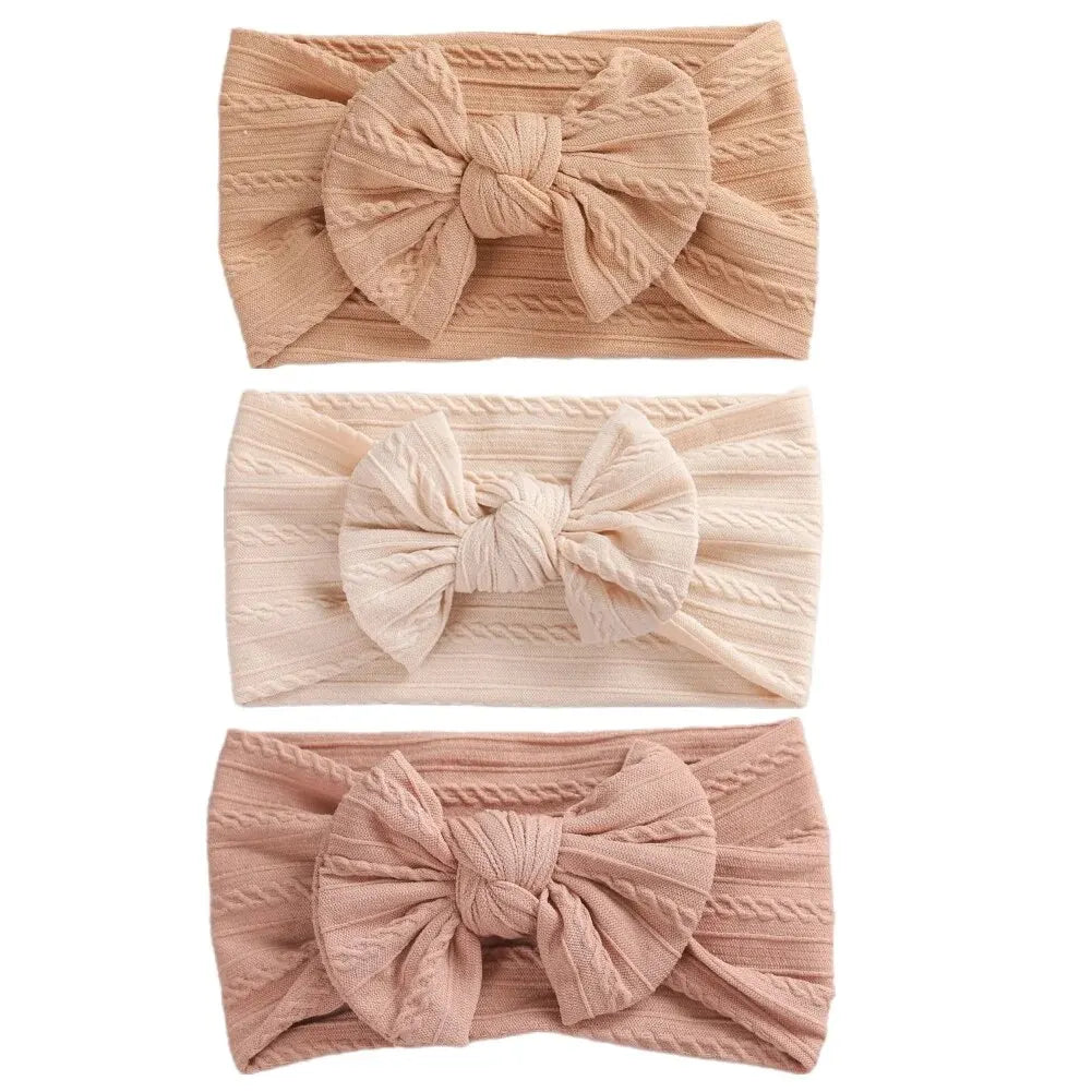 Lot de 3 bandeaux élastiques et doux pour bébé, jolis nœuds, accessoires pour cheveux