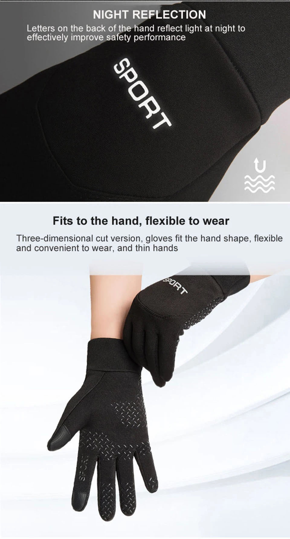 Gants de ski LOOGDEEL imperméables et coupe-vent pour l'hiver, cyclisme, course à pied, ski, gants de sport chauds, écran tactile, doigts complets, antidérapants