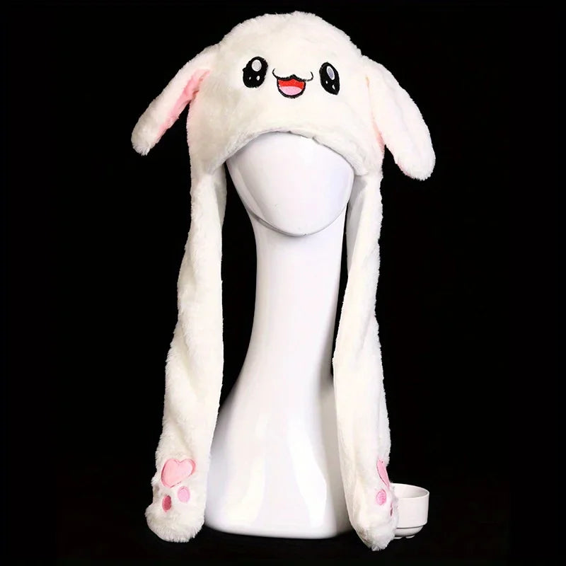 Bonnet mignon pour femme avec oreilles de lapin et peluche, chaud et lumineux, idéal pour l'automne et l'hiver, idéal pour les voyages en plein air ou les activités en plein air.