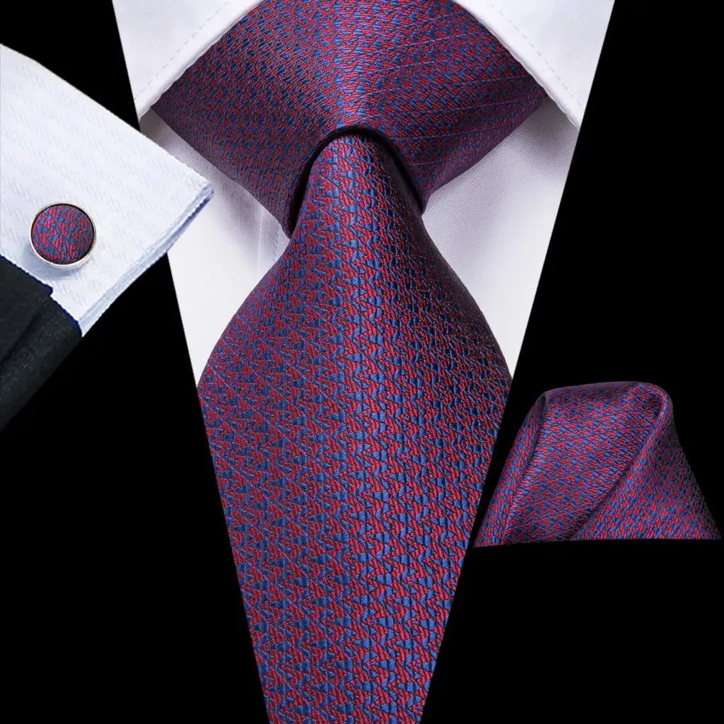 Hi-Tie – Cravate de mariage en soie violette unie à motif cachemire pour homme, ensemble de qualité avec boutons de manchette et mouchoir, cadeau tendance, livraison directe