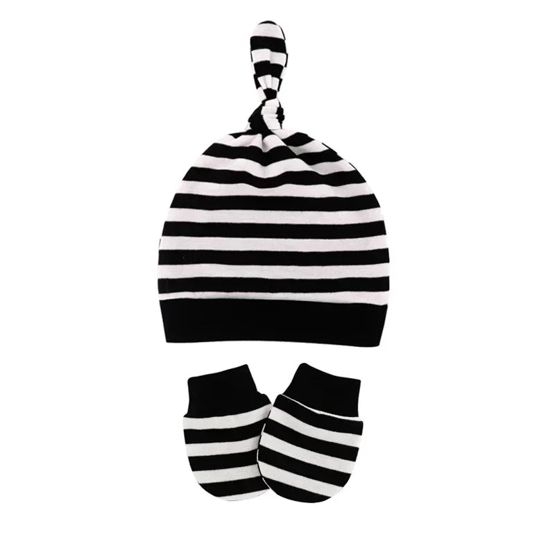 Bonnet pour nouveau-né avec gants, bonnet chaud en coton pour enfants, accessoires pour enfants, bonnet de nuit pour bébés de 0 à 6 mois, automne et hiver