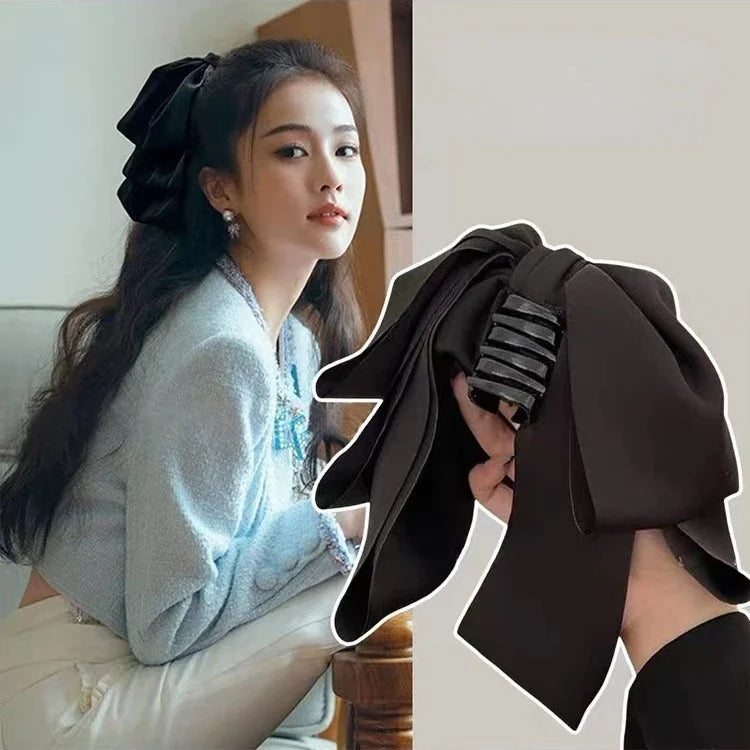 New Korean Big Size Bow Hair Clip Claw Clamp Women High Ponytail Barrettes Headwear Girls Women Hair Accessories