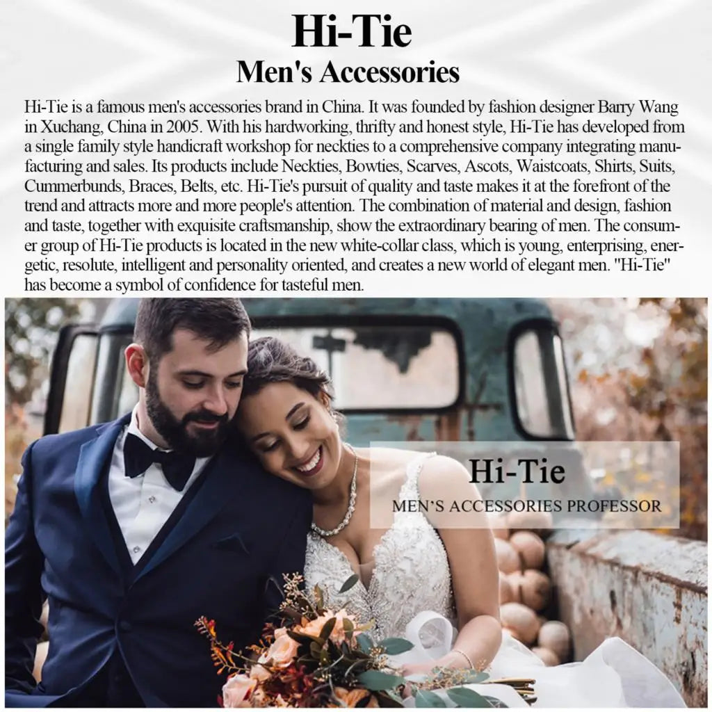 Hi-Tie Nœud papillon rayé noir et rouge pour homme, mouchoir, boutons de manchette, en soie pré-nouée, pour soirée d'affaires masculine, vente en gros