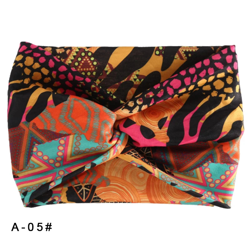 Printed Wide Elastic Headband Pilates Yoga Running Cycling Hairband Turban Makeup Hair Hoop Makeup Headwrap for Women Girl