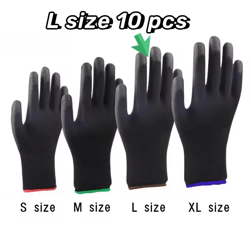 10 pares de guantes de seguridad duraderos: antideslizantes, resistentes al desgaste y con protección ESD para jardinería y carpintería.