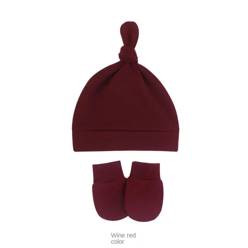Bonnet pour nouveau-né avec gants, bonnet chaud en coton pour enfants, accessoires pour enfants, bonnet de nuit pour bébés de 0 à 6 mois, automne et hiver