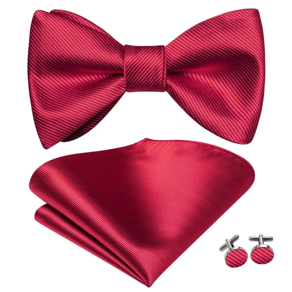 Hi-Tie Ensemble nœud papillon en soie pour homme, mouchoir et boutons de manchette, bleu, rouge, or, noir, blanc, jacquard, nœud papillon, mariage, affaires