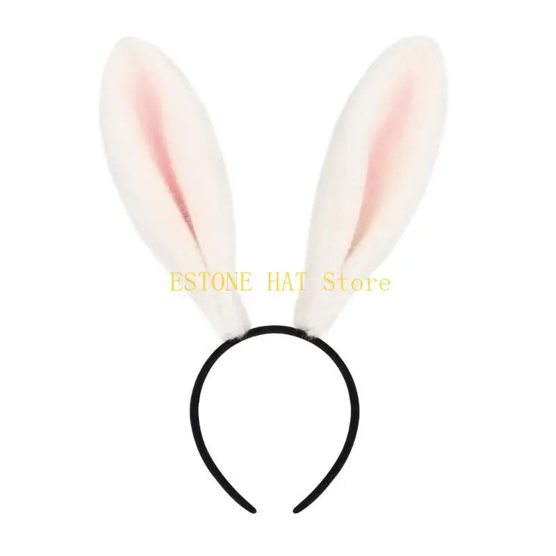 49MF Lovely Bunny Ear Hair Hoop Hair Holder Live Broadcasting Spring Cosplay Party Headwear for Teens Woman