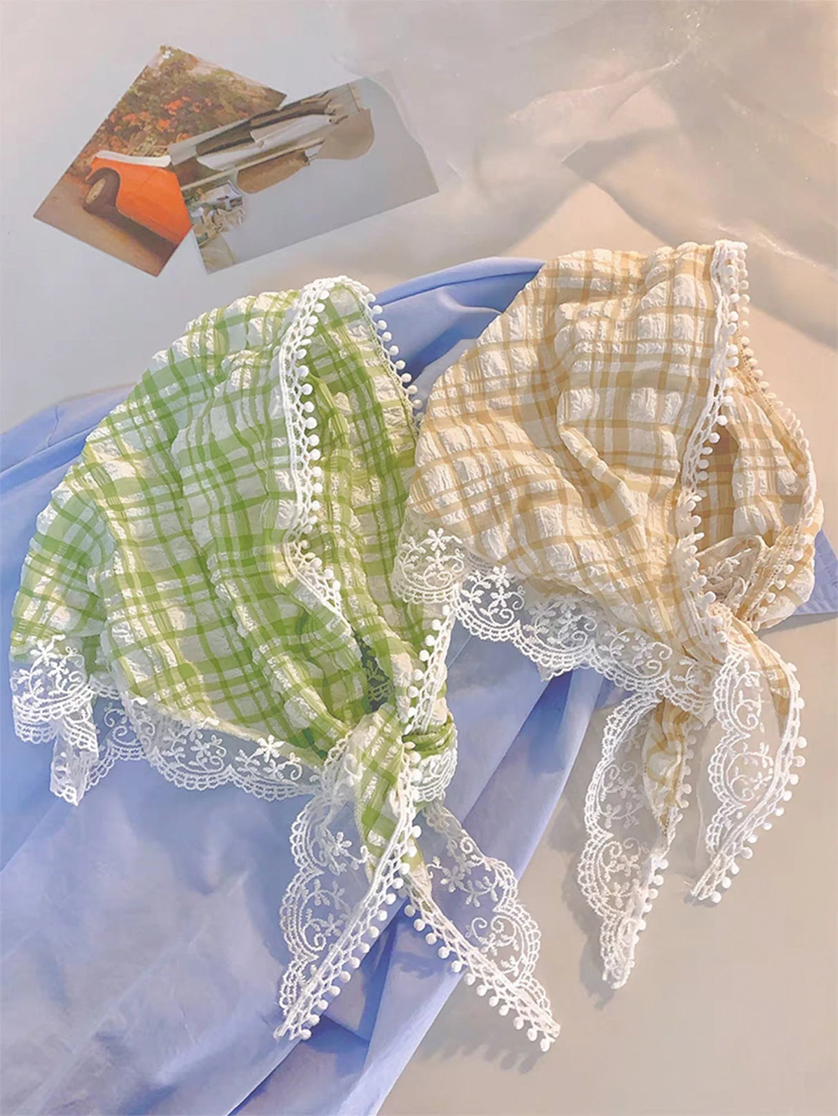 1 foulard triangulaire en dentelle rétro des années 1950, foulard brodé en dentelle, bandana floral au crochet pour femmes et filles