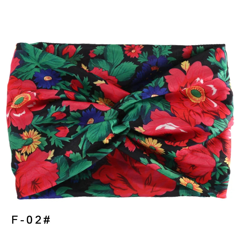 Printed Wide Elastic Headband Pilates Yoga Running Cycling Hairband Turban Makeup Hair Hoop Makeup Headwrap for Women Girl