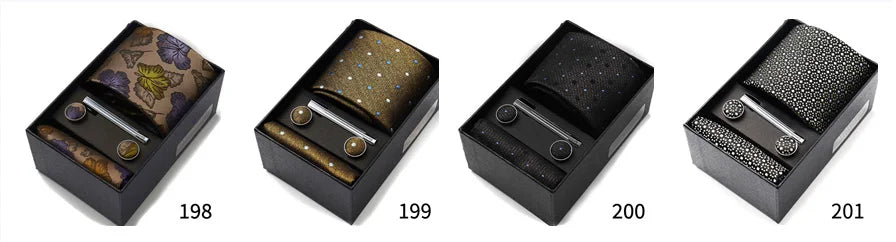 Men's Tie Gift Box With Neckties Handkerchiefs Cufflinks Tie Clips 6-Piece sets Group Business Wedding Festival Formal Ties