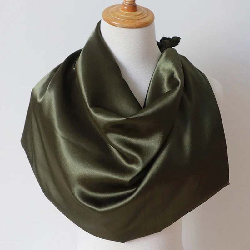 Foulard bandana en soie pour femme, 90 x 90 cm, carré, tendance