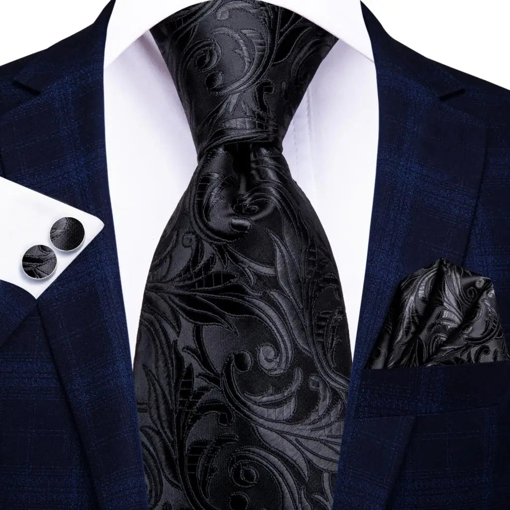 Hi-Tie – Cravate de mariage en soie violette unie à motif cachemire pour homme, ensemble de qualité avec boutons de manchette et mouchoir, cadeau tendance, livraison directe