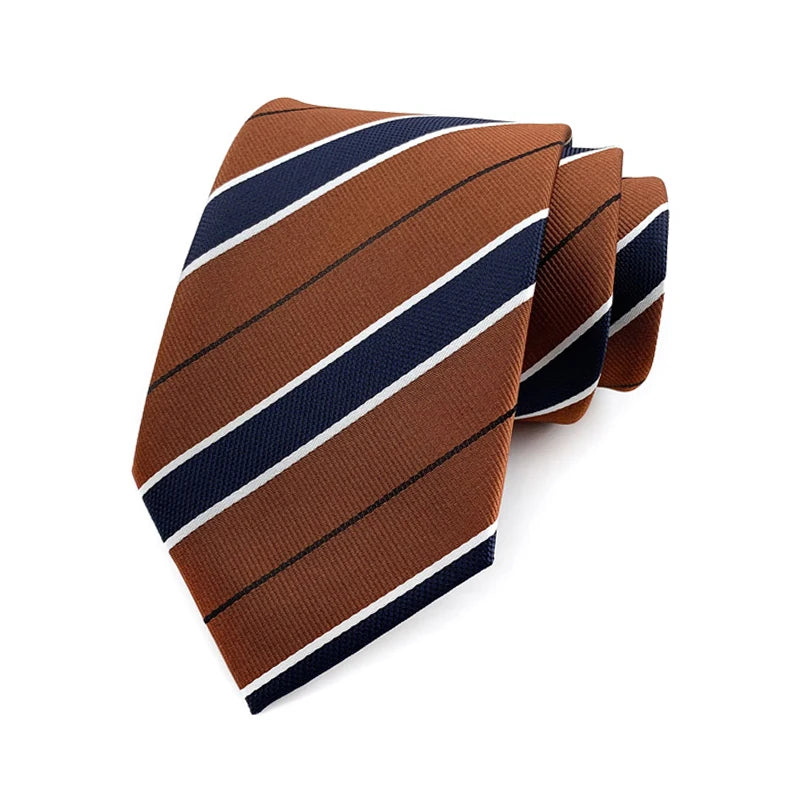 Cravate pour homme 8 cm, motif rayé, jacquard tissé, cravate Ascot, pour homme, pour fête de mariage