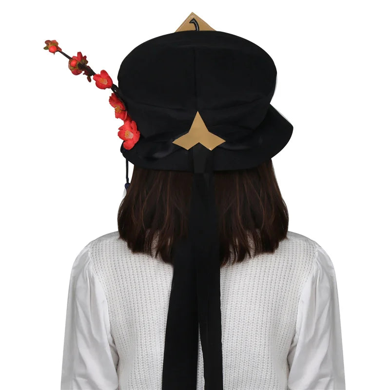 Chapeau Hu Tao Genshin Impact Cosplay Femme Béret à Large Bord Anime Jeu Costume Accessoires Halloween Couvre-chef Accessoires Cadeau de Noël