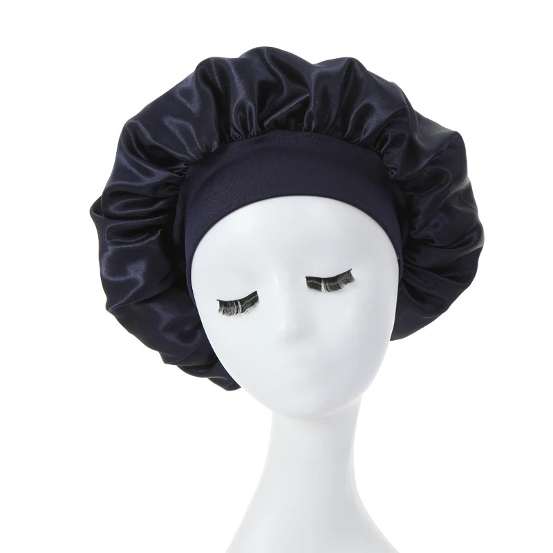 Lot de 2 bonnets en satin à larges bords en imitation soie pour femme, couvre-chefs à bande élastique