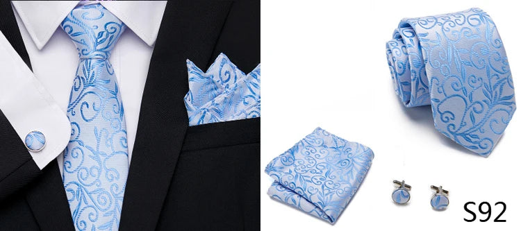 Newest style Green Tie For Men Holiday Present Tie Pocket Squares Set Necktie Striped Wedding Accessories Man