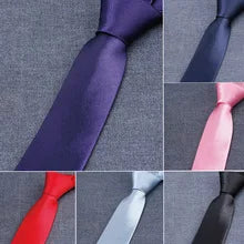 Cravate ultra fine en satin de 3 cm, couleur unie, rouge, jaune, noir, faite à la main, tendance, pour homme, idéale pour une fête de mariage