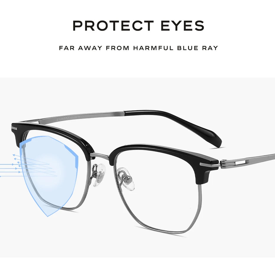 CAPONI Original Designer Men Glasses Frames Pure Titanium Business Eyewear Anti Blue Light Multifunctional Frame Glasses J23615