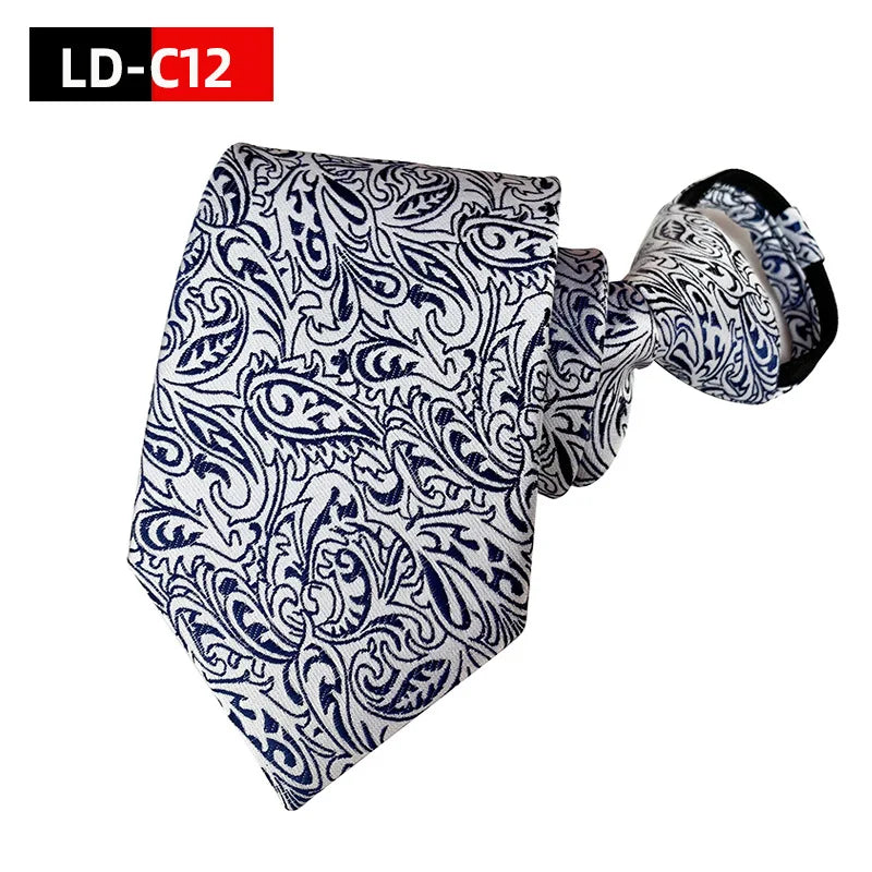 Zipper Tie Men Bridegroom Wedding Necktie Lazy Pre-tied Ties Striped 8cm Hot Sell Style Zipper Necktie For Men Women Wholesale