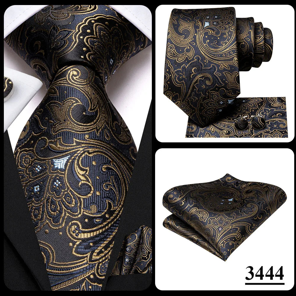 Hi-Tie Cravate de mariage en soie pour homme, motif cachemire, couleur unie, rose, corail, design tendance, qualité, mouchoir, bouton de manchette, fête d'affaires