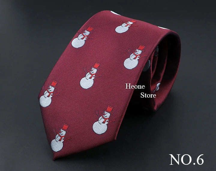 Classic Red Blue Christmas Tie For Men Father Festival Gift Santa Claus Snowman Tree Snowflake Elk Necktie Skinny 7cm Accessory