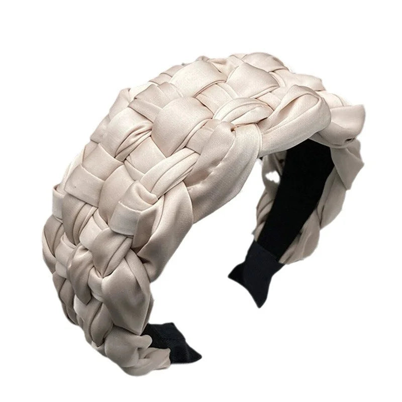 4.5-5CM Stunning Wide Women Headpiece Satin Cloth Braided Headbands for Woman Ladies Daily Shopping Party Head Hoop Accessories