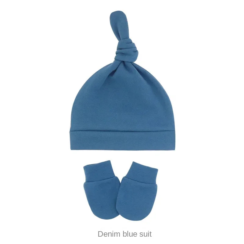 Bonnet pour nouveau-né avec gants, bonnet chaud en coton pour enfants, accessoires pour enfants, bonnet de nuit pour bébés de 0 à 6 mois, automne et hiver