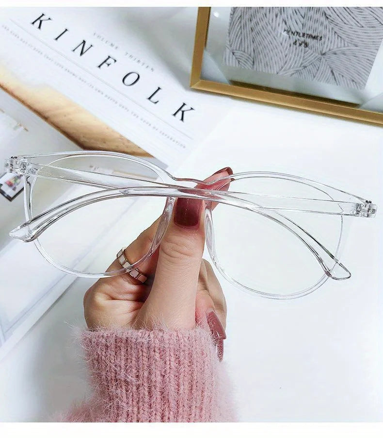 2/3PCS Blue Light Blocking Glasses - Fashion Oversized Frame Glasses Round Eyeglasses, Computer Gaming Glasses for Women/Men
