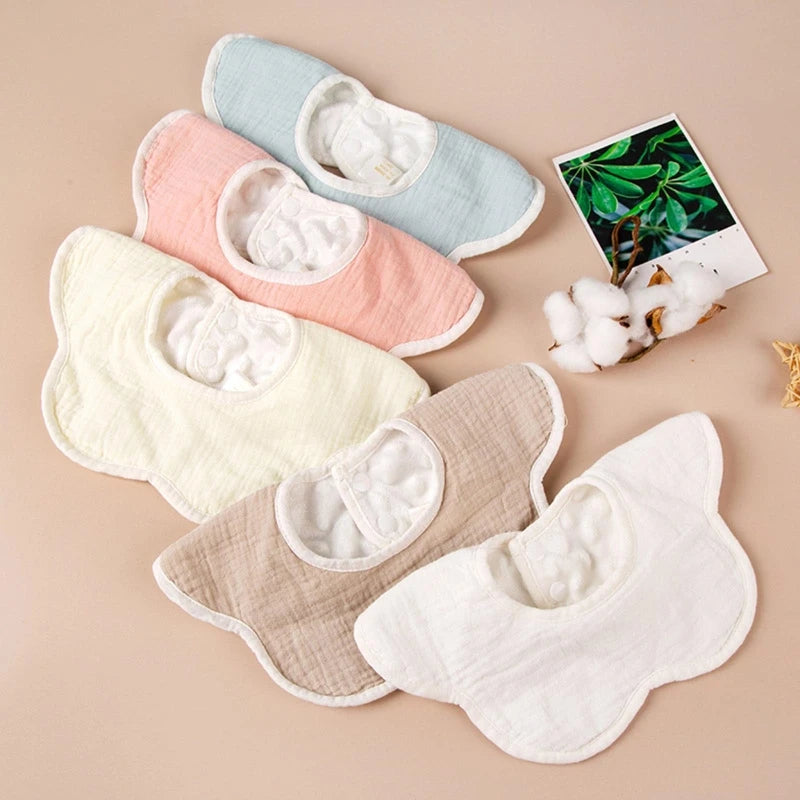 Bavoir bébé en gaze de coton et mousseline de forme florale, couleur unie, pour nouveau-né, serviette de salive, écharpe pour bébé fille et garçon